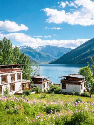 在山南住到了雪山腳下的湖景民宿，太震撼了