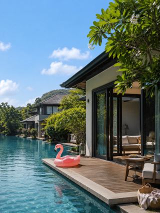 A hidden gem resort where you can slide straight into the pool from your door