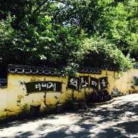 60~70년대의 농촌의 풍경을 배경으로 벽화를 조성한, 대구 마비정벽화마을
