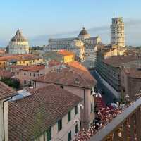 Hotel with a bfast spread, pisa terrace view 