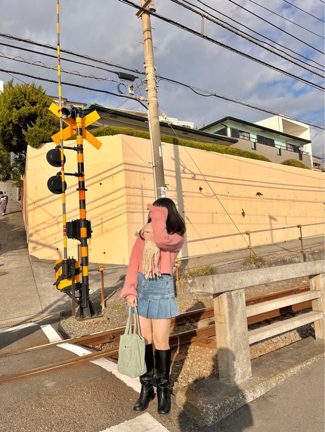 슬램덩크의 배경이 된 가마쿠라코코마에 철도 건널목🌊🚃