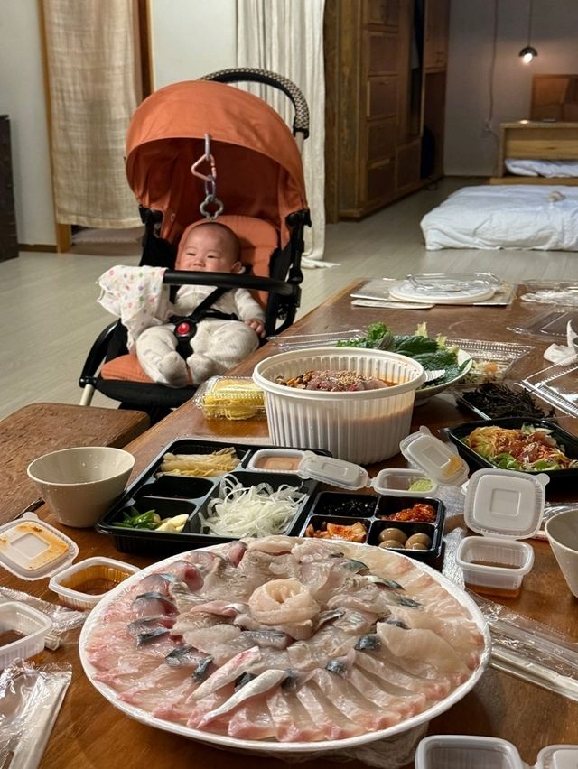 제주 서쪽 곽지 해녀의집 - 숙소에서 회떠먹기