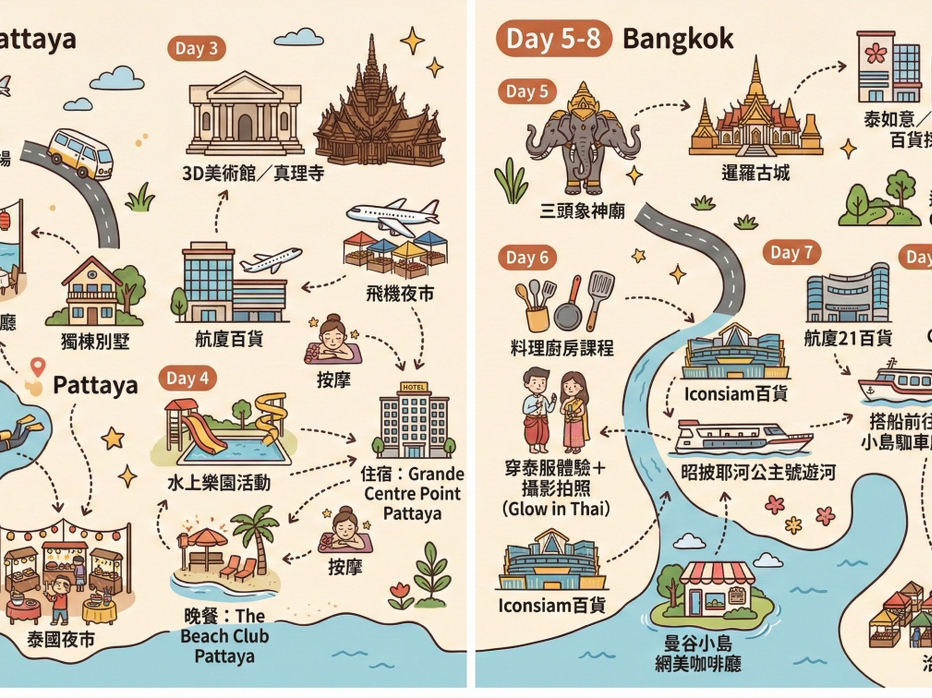 タイ8日間セルフガイドツアーの旅程と費用