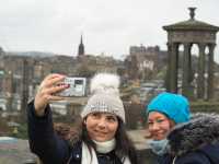 Hiking Calton Hill and enjoying the panorama of Edinburgh