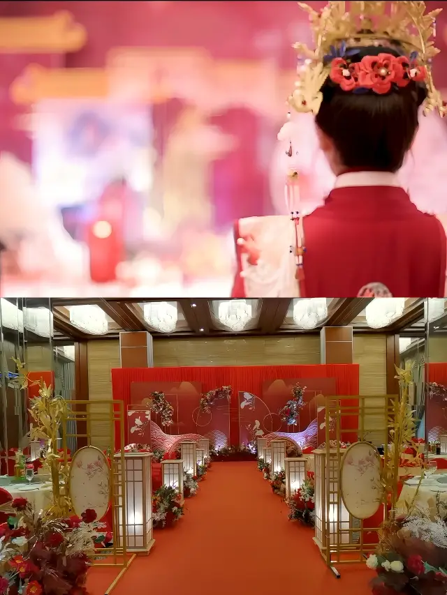 A wedding full of traditional Chinese elegance | A phoenix crown and a wedding dress adorned with miles of red
