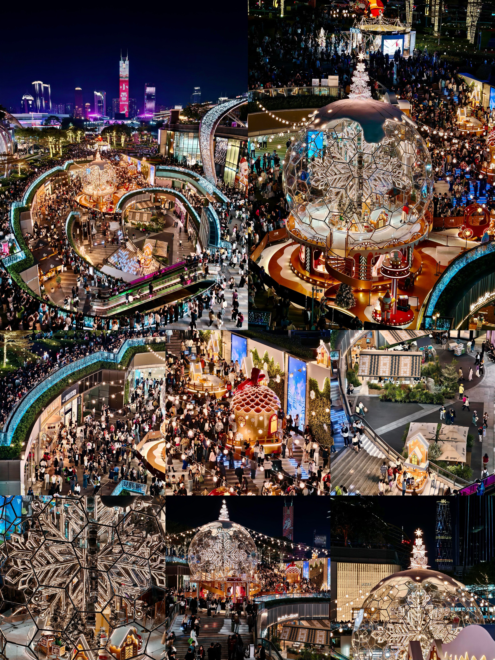 Entahlah! Saat bola salju Natal di Tianhuan Plaza menyala, saya benar-benar terpesona 😭 Seluruh plaza diselimuti cahaya kuning hangat, dan bola salju raksasa itu berkilau dan tembus pandang.

Instalasi kepingan salju di dalamnya berputar tertiup angin, membuat setiap foto tampak seperti mahakarya Natal.

Kuncinya adalah suasana saat lampu menyala—sungguh menakjubkan!

📸 Spot Foto Eksklusif (Tips Menghindari Keramaian):

1. Tangga di pintu masuk plaza: Bidik ke atas bola kristal dan atap bangunan bergaya Eropa – langsung seperti sampul majalah!

2. Koridor kaca di sebelah kiri bola kristal: Gunakan pantulan kaca untuk memotret panorama – filter soft-focus bawaan!

3. Pagar koridor penghubung lantai dua: Bidik dari atas kerumunan plaza dan pemandangan panorama bola kristal – atmosfer yang luar biasa!

✨ Tips Foto:

• Waktu pencahayaan: 17.30-22.00 (Disarankan tiba sebelum pukul 18.00 untuk mengurangi keramaian dan mendapatkan foto yang lebih baik)

• Saran pakaian: Pakaian putih/merah, dipadukan dengan syal dan sarung tangan untuk nuansa Natal yang lebih terasa.

• Transportasi: Metro Jalur 1/3, Stasiun Tiyu Xilu, Pintu Keluar C, 3 menit berjalan kaki.

• Terdekat: Setelah memotret, Anda dapat berbelanja di Tianhe City/Zhengjia Plaza dan menikmati makan malam Natal.

Tianhuan Plaza tidak diragukan lagi merupakan langit-langit paling romantis di Guangzhou selama musim Natal! Anda dapat merasakan suasana Natal yang mendalam tanpa harus berdesakan! Segera ajak sahabat/pasangan Anda untuk mengambil banyak foto Natal untuk media sosial Anda! 🎅