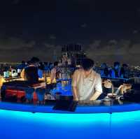 Fascinating night view at the rooftop bar Ocave Marriot Thonglor Bangkok 