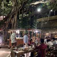 Dining under the grand Banyan Tree