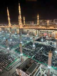 Praying at the sacred Al-Masjid Al-Nabawi in Medina, a truly spiritual experience