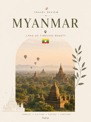 MYANMAR 🇲🇲 5 Main Destinations:

1. 🛕 Bagan | Bagan — A field of thousands of ancient pagodas, one of Myanmar's most iconic images.
2. ✨ Shwedagon Pagoda | Yangon — The golden Shwedagon Pagoda, a major landmark of Yangon.
3. 🛶 Inle Lake | Shan State — Inle Lake, a floating village and glimpse into the fishing community's way of life.
4. 🌉 U Bein Bridge | Mandalay — A long teak bridge over the lake, a popular spot for watching the sunset.
5. 🪨 Kyaiktiyo Pagoda (Golden Rock) | Mon State — The Kyaiktiyo Pagoda, perched on a golden rock on a cliffside.

🍜 Food to try: Mohinga, Shan Noodles, Tea Leaf Salad, Burmese Curry, and local snacks.

🎁 Souvenirs: Woven fabrics, wood carvings, lacquerware, Burmese tea, handicrafts, and souvenirs from various cities.

