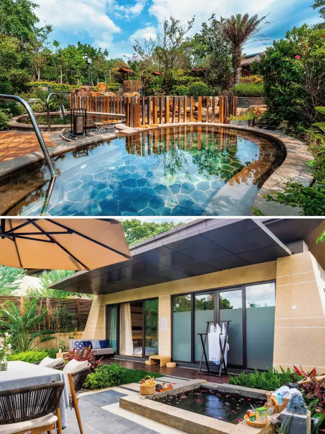 In Huizhou! Japanese-style hot spring resort! A room, a courtyard, and a pool, so relaxing
