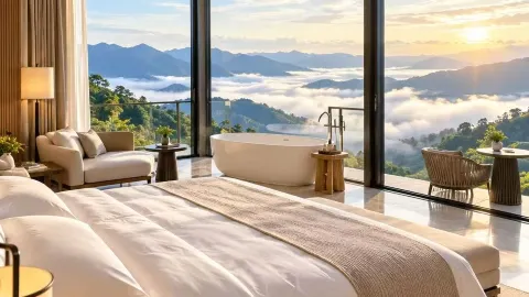 山頂にオープンしたばかりの宝物のようなホテルで、雲海を眺めながら過ごす時間は最高に癒やされます！！ — traveler post in 紹興