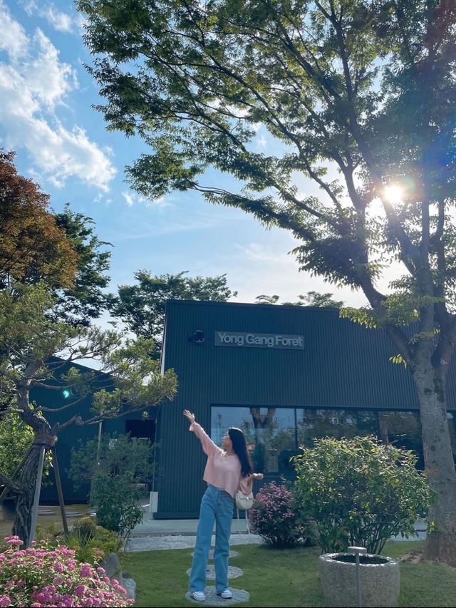대형 정원에서 쉼을 즐길 수 있는 이곳 용강포레!