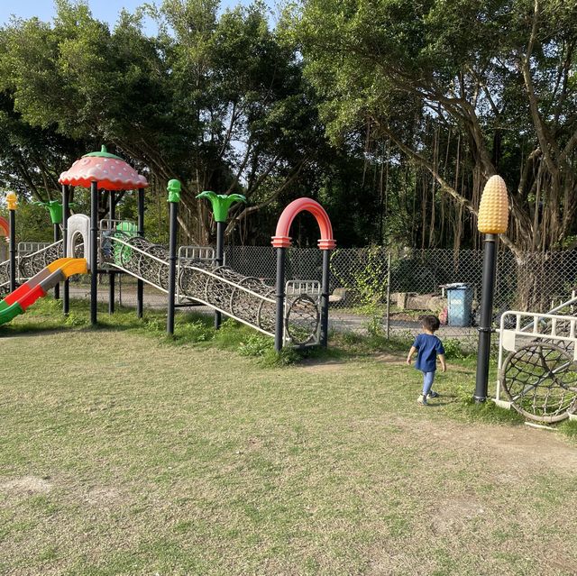充滿兒童遊樂設施既農場