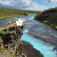 Hidden Blue Waterfall Iceland 
