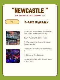 Newcastle itinerary for Entertainment 
