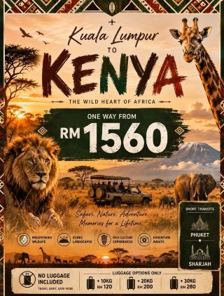 🇰🇪✈️ KENYA SAFARI ADVENTURE — ONE WAY FROM RM1,560! 🦁✈️
💰 ONE WAY FROM RM1,560
📍 Kuala Lumpur → Kenya
✈️ Transit via Phuket & Sharjah
🧳 No luggage included — baggage available as an add-on option
Ready for the ultimate African adventure? Kenya is calling! 🌍🦒
From the moment you arrive, get ready to experience the incredible wildlife, breathtaking savannah landscapes and unforgettable safari moments that make Kenya one of Africa's most iconic destinations.
🦁 Safari Highlights
🐘 Masai Mara — One of Kenya's most famous safari destinations, where you can search for the Big Five and experience the vast African savannah.
🦒 Giraffes & Elephants — Get up close to Kenya's incredible wildlife in their natural environment.
🦏 Lake Nakuru — Famous for its beautiful landscapes and diverse wildlife, including rhinos and numerous bird species.
🦛 Lake Naivasha — Enjoy a different side of Kenya with its scenic lake, wildlife and optional boat experiences.
🏔️ Amboseli — Famous for its spectacular views of Mount Kilimanjaro and large elephant herds.
🏙️ Nairobi — Start or finish your adventure in Kenya's vibrant capital before heading into the wilderness.
👥 For Small Groups
If you're travelling with 3 people or more, a private safari package can be a great option — giving you more flexibility with your vehicle, itinerary and safari experience.
✨ Safari package can include: ✔️ Private 4×4 safari vehicle
✔️ Professional local safari guide
✔️ Game drives
✔️ Park & conservation fees
✔️ Safari lodge/camp accommodation
✔️ Airport/hotel transfers
✔️ Drinking water during safari
✔️ Halal meals / Muslim-friendly meal arrangements — confirm with the operator when booking
🍽️ For Muslim travellers, it's worth arranging halal meals in advance so your food requirements are clearly communicated to the safari operator and accommodation.
🌅 Imagine waking up surrounded by the African wilderness, watching elephants cross the savannah, spotting lions during a game drive and ending the day beneath a spectacular Kenyan sunset.
💰 KUALA LUMPUR → KENYA FROM RM1,560 ONE WAY
✈️ Transit: Phuket + Sharjah
🧳 No luggage included — add-on options available
🦁 Safari: Recommended for groups of 3+
From Kuala Lumpur to the wild heart of Africa — Kenya is an adventure you'll remember for a lifetime. 🇰🇪✨
🌍 WHY CHOOSE A SMALL GROUP?
With only a few people travelling together, you get a more personal experience. You can spend more time enjoying wildlife, take better photographs, communicate more easily with your guide and have greater flexibility throughout the journey.
Imagine waking up before sunrise, heading out into the Masai Mara, watching elephants crossing the savannah, spotting a lion resting beneath an acacia tree, and ending the day watching the African sunset. 🦁🌅
Kenya isn't just somewhere you visit — it's an experience you'll remember for a lifetime.
✈️ KUL → KENYA
💰 ONE WAY FROM RM1,560
🛫 Short Transit: Phuket + Sharjah
🧳 No luggage included — optional add-on
👥 Safari packages suitable for small groups of 3+
🇰🇪 Small Group. Big Adventure. Real Africa.
#kenya #safari #travel2026 #travel #animals #cheapflightdeals #couplestrip #thingstodo #poolhotel 