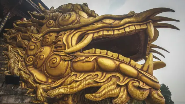 Amitabha! There is actually a huge golden dragon head hidden in the temple