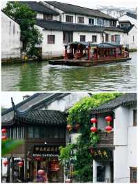 七里三塘坐船漫遊水中，沿途風景美不勝收