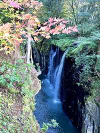 日本を代表する景勝地  渓谷から流れる美しい滝