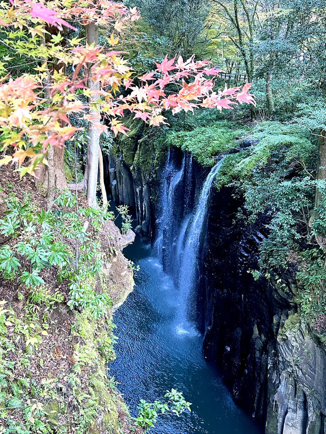 日本を代表する景勝地  渓谷から流れる美しい滝