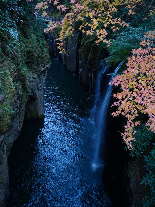 日本を代表する景勝地  渓谷から流れる美しい滝