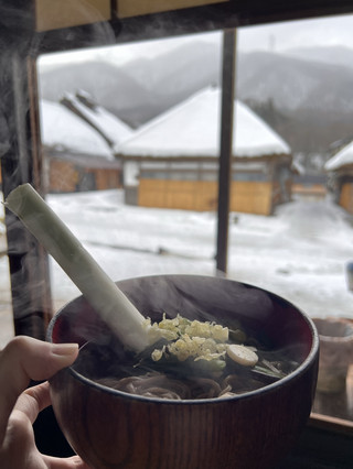童話故事中被白雪覆蓋的大內宿合掌村