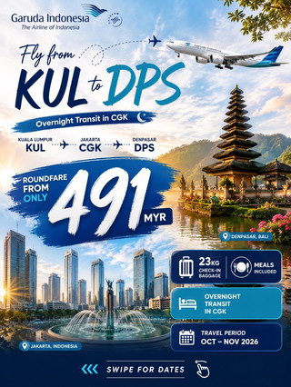 KL to Bali from Only 491 MYR with Garuda! ✈️🌴