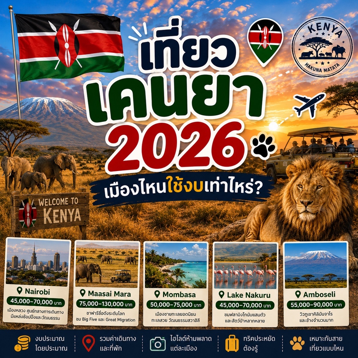 🇰🇪 Du lịch Kenya năm 2026: Chi phí tham quan mỗi thành phố là bao nhiêu? ✈️🦁