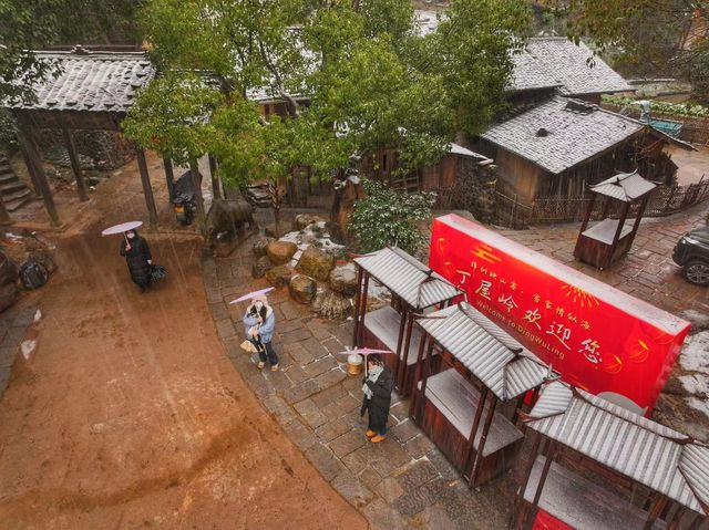 龍行龘龘，瑞雪先臨：撐把油紙傘漫步丁屋頂