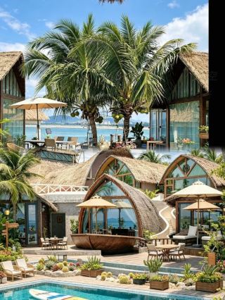 Hainan Lingshui! Fairytale boat house with pool courtyard!