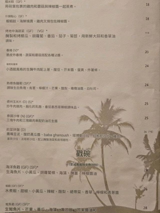 馬爾地夫GrandPark君樂Breeze餐廳中文翻譯菜單