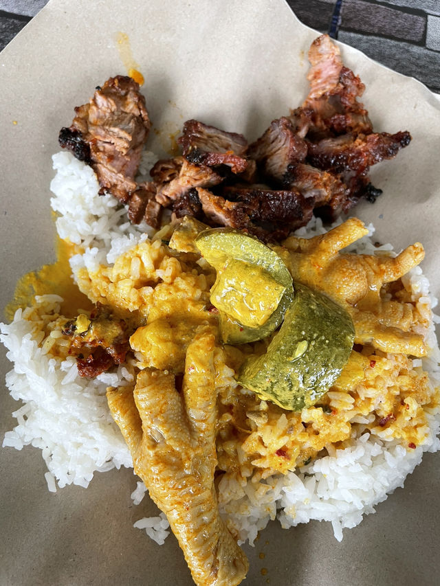 Famous spicy blue rice in Kuala Lipis