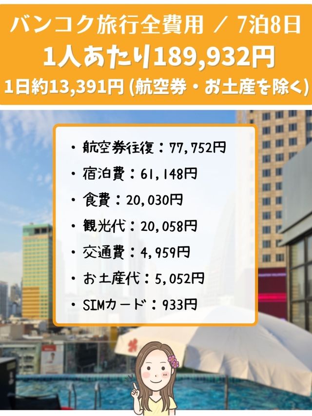バンコク夫婦旅行 7泊8日の旅費！