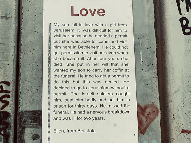 巴勒斯坦隔離牆上的Love