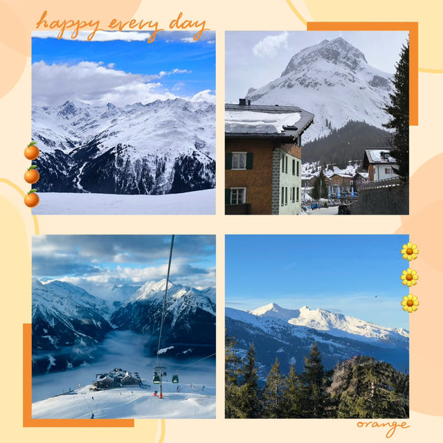 藍天下松樹雪峰觀景路線