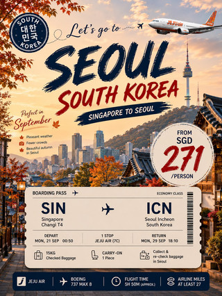 🇰🇷 SGD271 to Seoul from Singapore! ✈️🍂