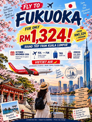 đŻđľFLY TO FUKUOKA FOR ONLY RM1,324! đŻđľâď¸