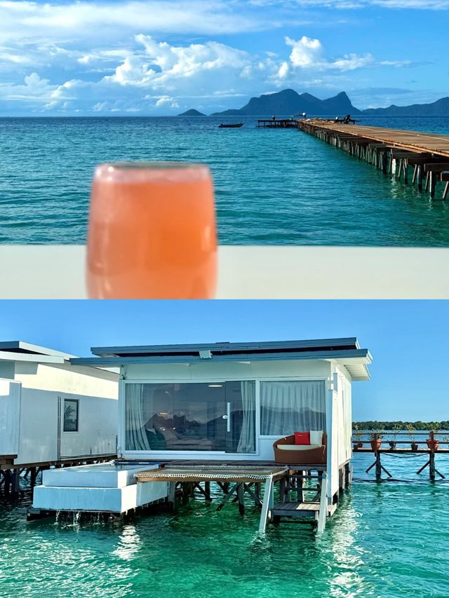 仙本那果凍海水屋，躺在床上都能看到海