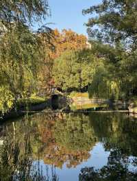 長椅湖畔油畫時光