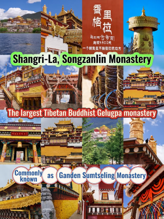 Shangri-La, Songzanlin Monastery, the largest Gelugpa monastery of Tibetan Buddhism, commonly known as "Little Potala Palace"