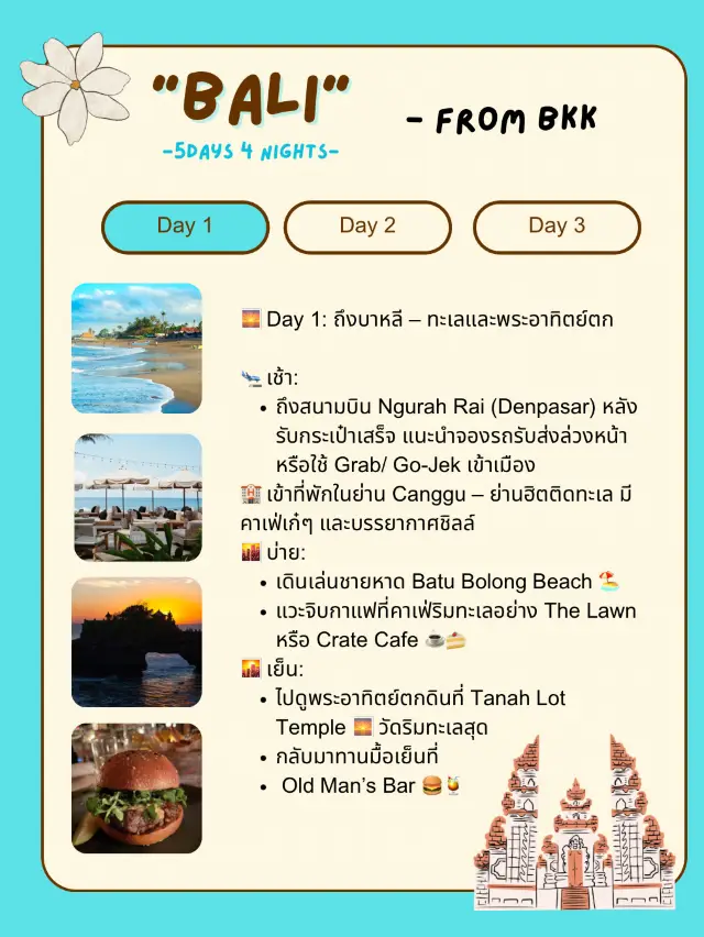 分享 5 天 4 夜峇里島悠閒行程規劃 