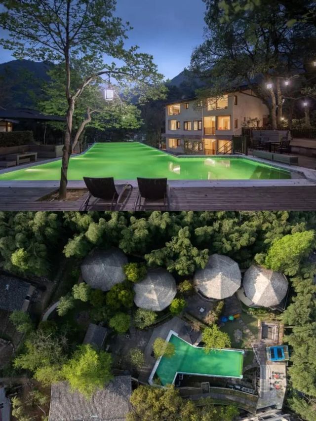 院子竹林中央嘅泡池，正適合舒緩疲憊嘅身心