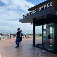 淡路島「淡路サービスエリア（下り）」絶景！明石海峡大橋と大観覧車が有名！でも！大橋のケーブル模型も見て欲しい
