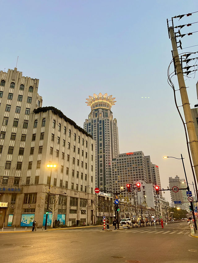 상하이 시내의 아름다운 일몰🌅🌇