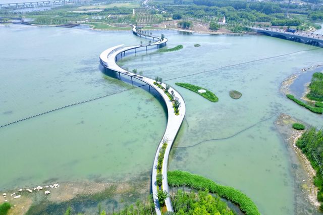 宛如一條銀色綢帶的景觀橋~~元蕩湖。