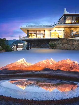 川西丹巴｜崖の上のプライベート温泉ホテルに泊まり、神山と共に眠る