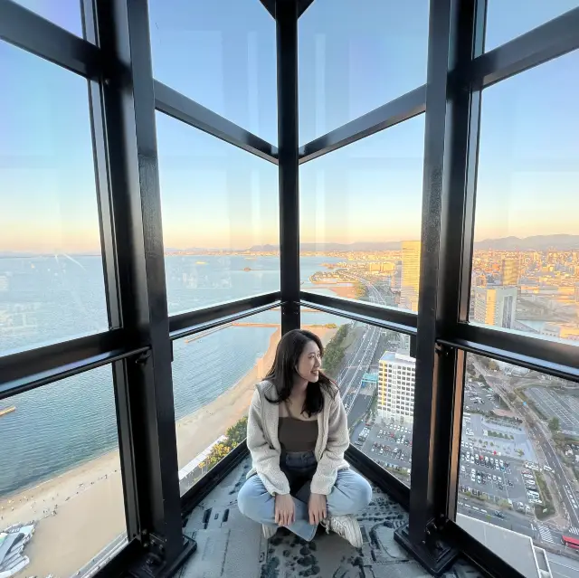 登上九州第一高塔｜Fukuoka Tower福岡塔，百萬夕陽市區景色盡收眼底