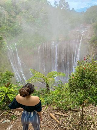 Shuttle through Jurassic Volcano Waterfall Creeking on Java Island, Indonesia