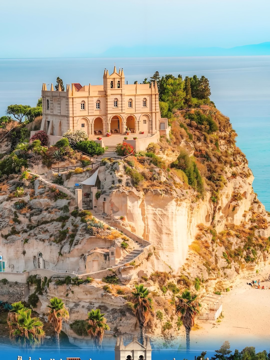 Tropea, a stunning cliffside town in Italy: less crowded, beautiful scenery, and affordable prices.